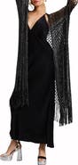 SAACHI Shimmer Crochet Fringe Kimono
