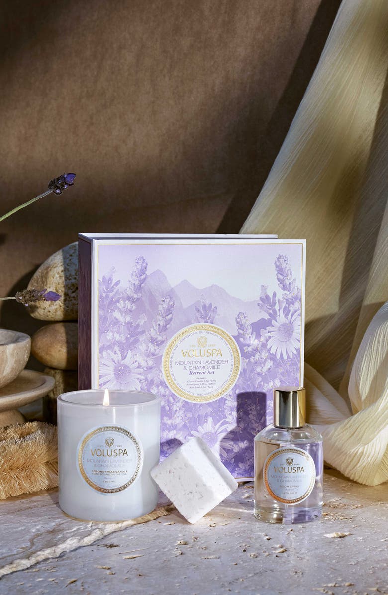 Voluspa Mountain Lavender & Chamomile 3-Piece Retreat Gift Set, Alternate, color, Mountain Lavender