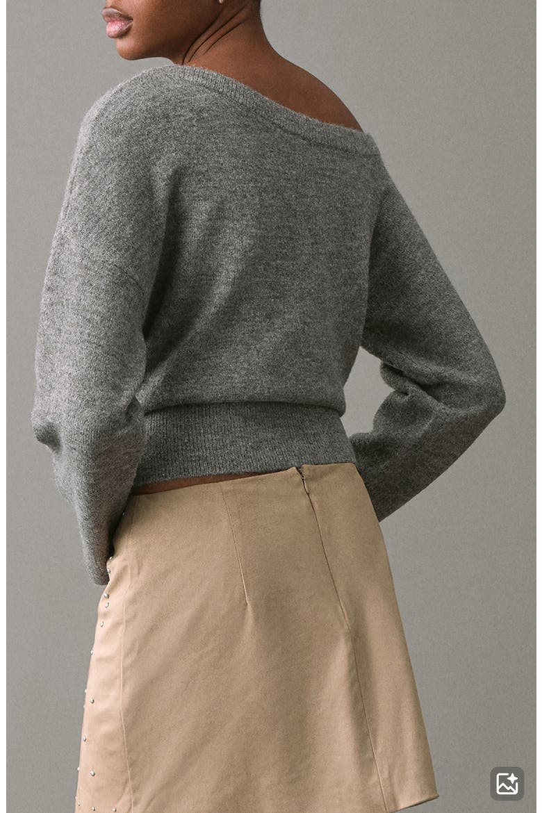 Grommet One-Shoulder Sweater, Alternate, color, MEDIUM HEATHER GREY