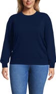Lands' End Plus Size Cashmere Puff Sleeve Crew Neck Sweater