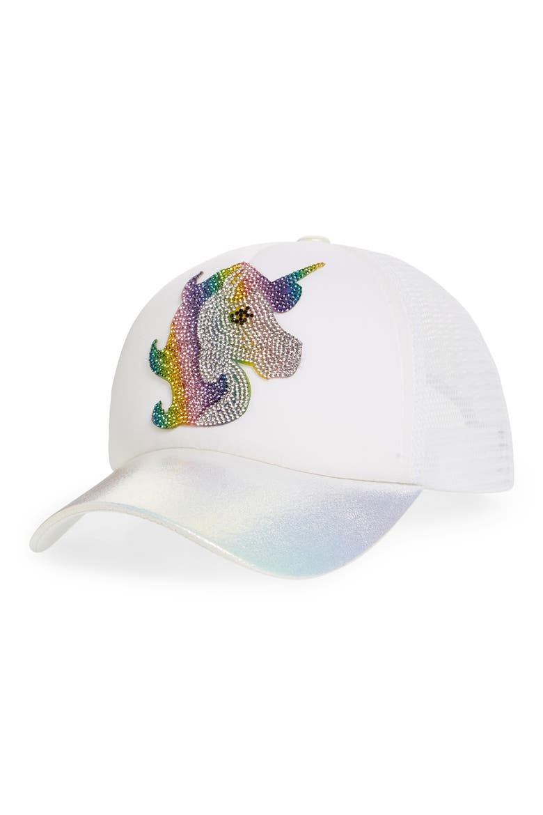 Crystal Unicorn Baseball Cap, Main, color, WHITE