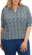 NIC+ZOE Fine Vines Print Split Neck Top