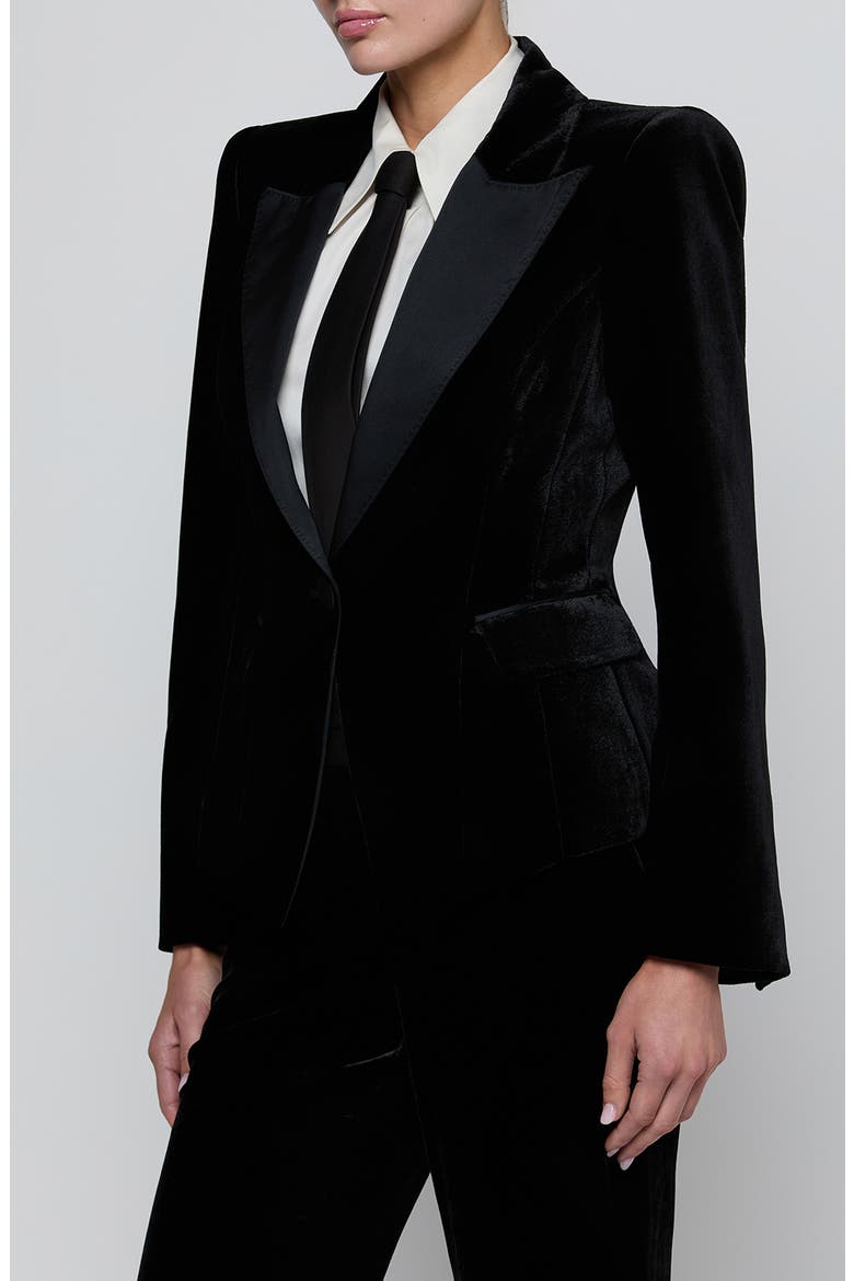 Philippa Velvet Tuxedo Blazer, Alternate, color, BLACK