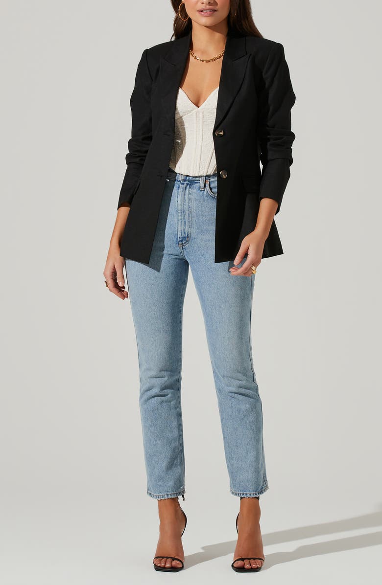 ASTR the Label Fitted Linen Blend Blazer, Alternate, color, 