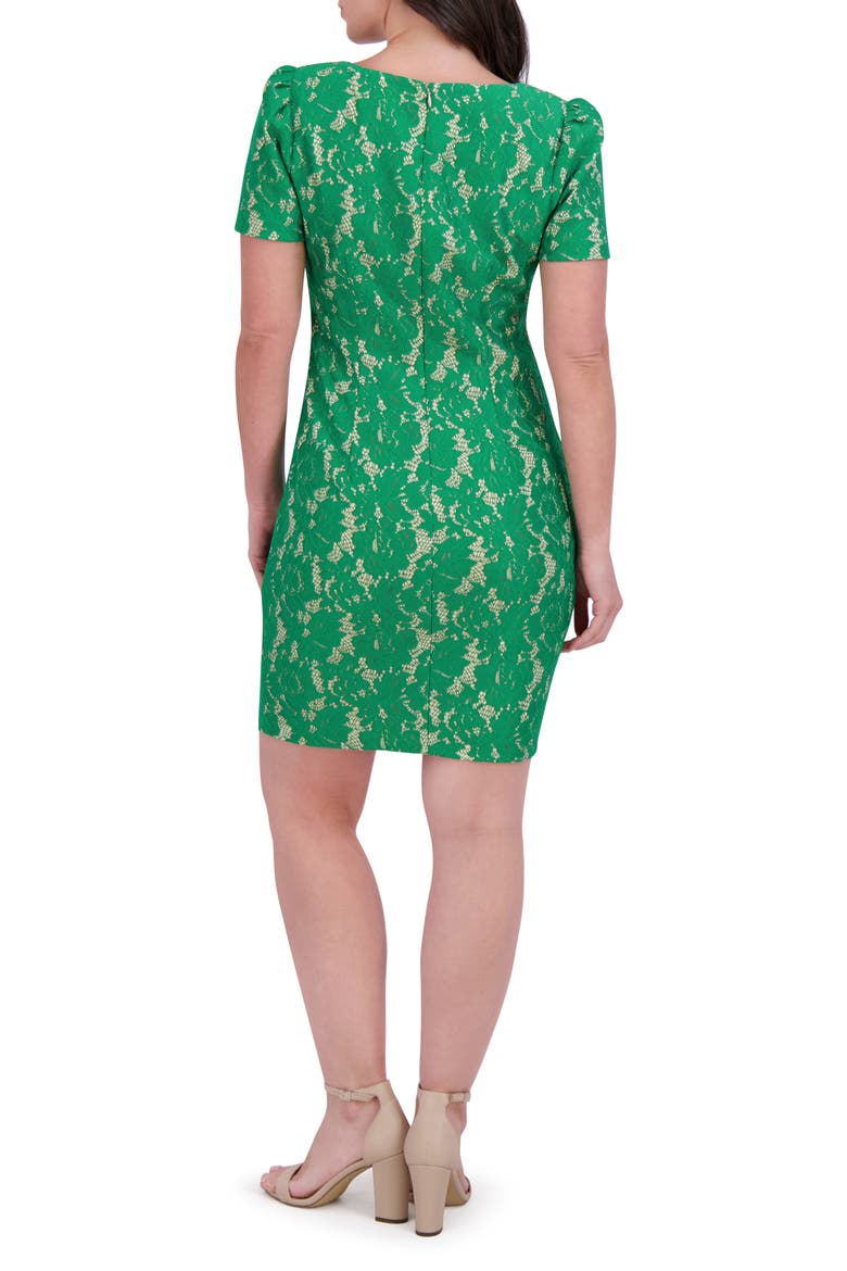 Short Sleeve Lace Sheath Dress, Alternate, color, GREEN MULT