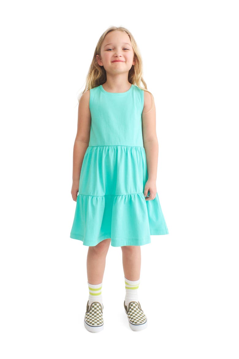 Kids Tiered Tank Dress In Solids, Alternate, color, Seahorse