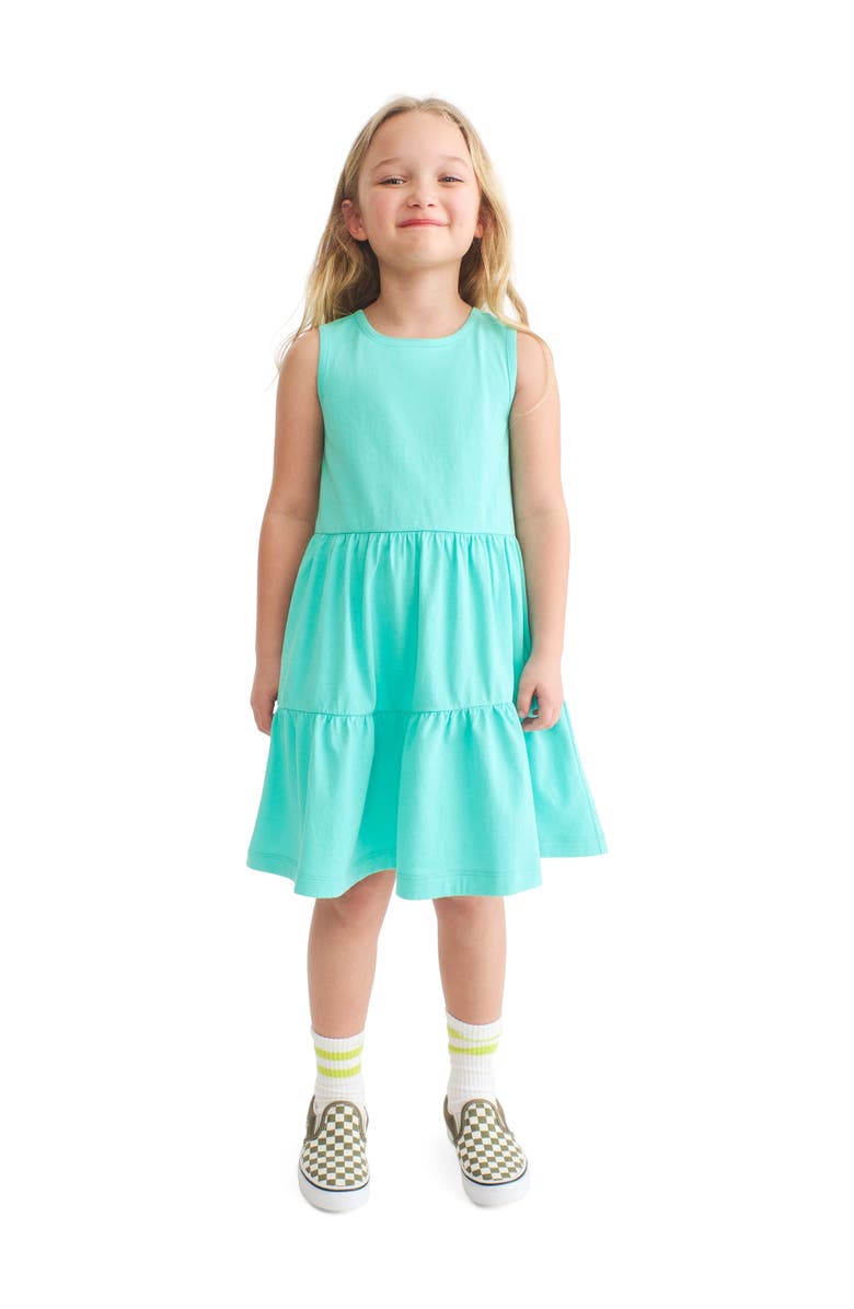 Primary Kids Tiered Tank Dress In Solids, Alternate, color, Seahorse