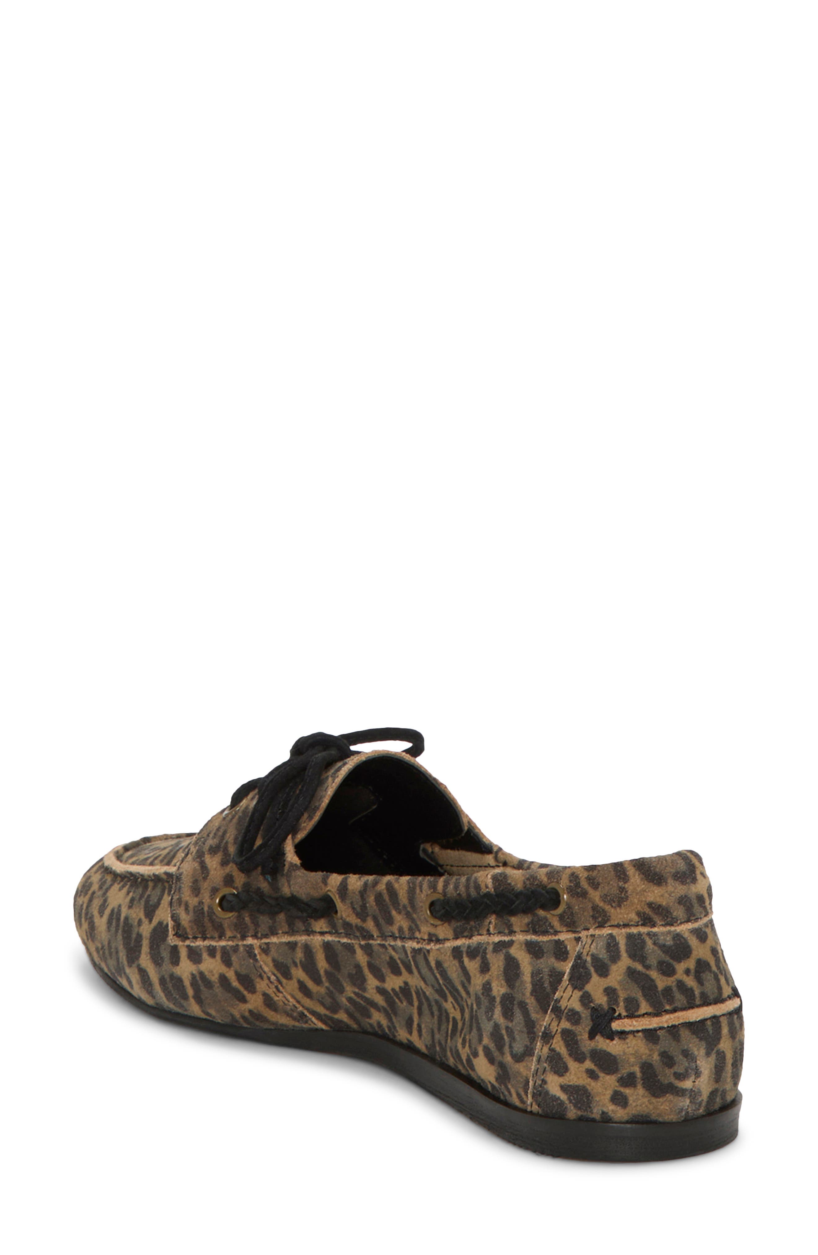 Lucky Brand Timini Leopard Print Suede Boat Shoe, Alternate, color, Leopard Suede