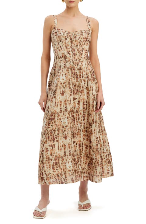Lilah Pebble Print Corset Midi Dress
