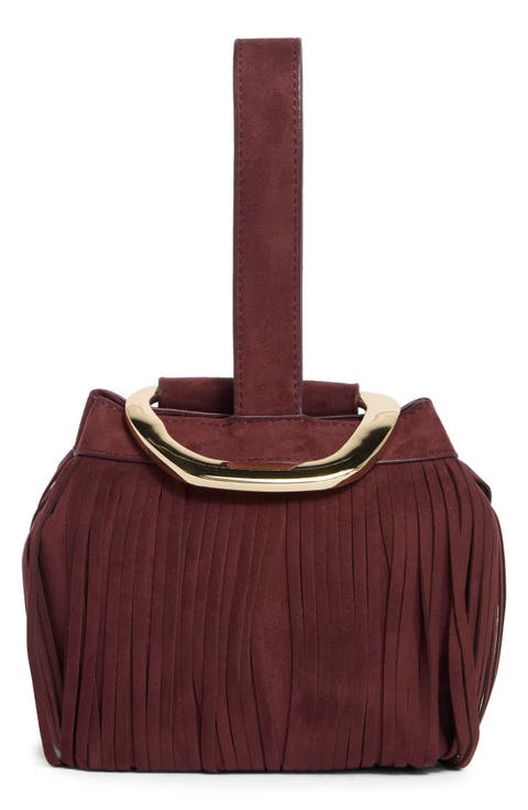 Fringe Trim Mini Bucket Bag