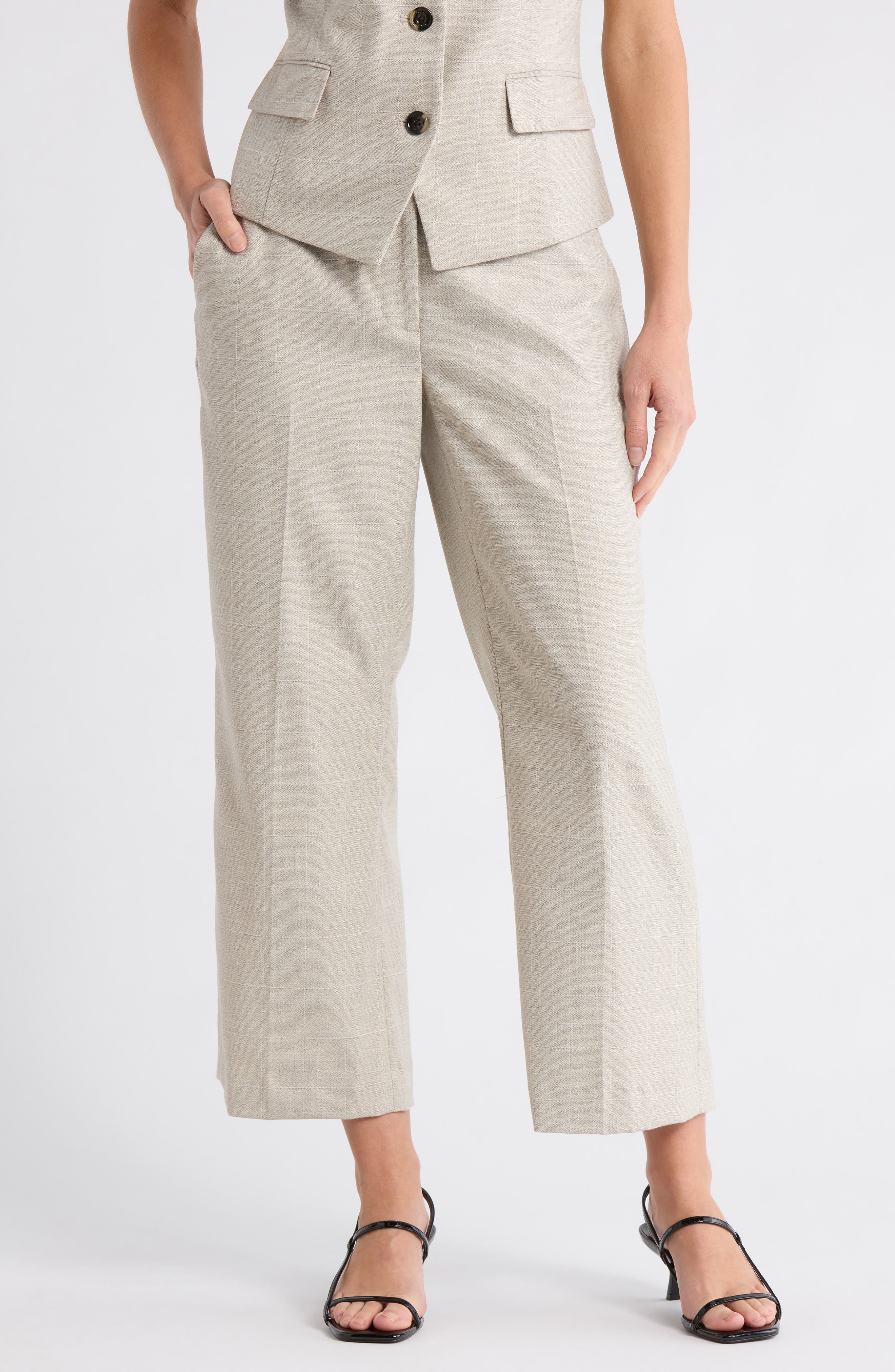 DKNY Mélange Windowpane Crop Pants