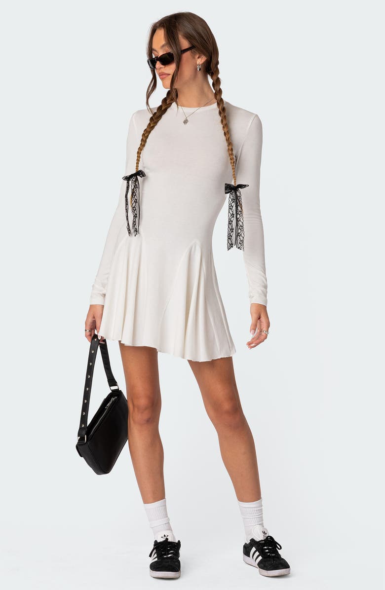EDIKTED Lyria Long Sleeve Knit Minidress, Alternate, color, 