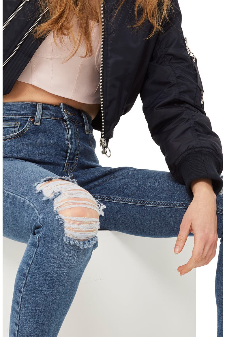 Jamie Petite Ripped Jeans, Main, color, MID DENIM