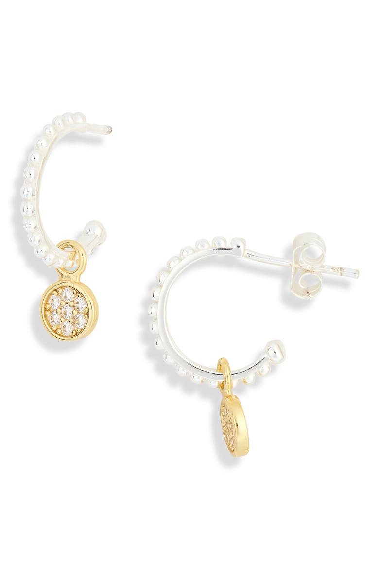 Two-Tone Beaded Hoop Earrings, Main, color, GOLD/ SIL