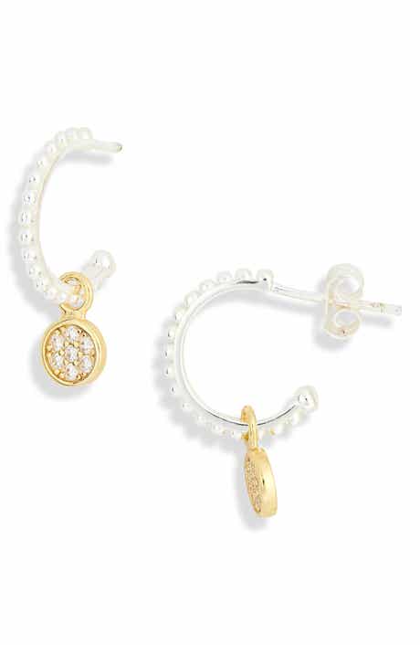 Two-Tone Beaded Hoop Earrings