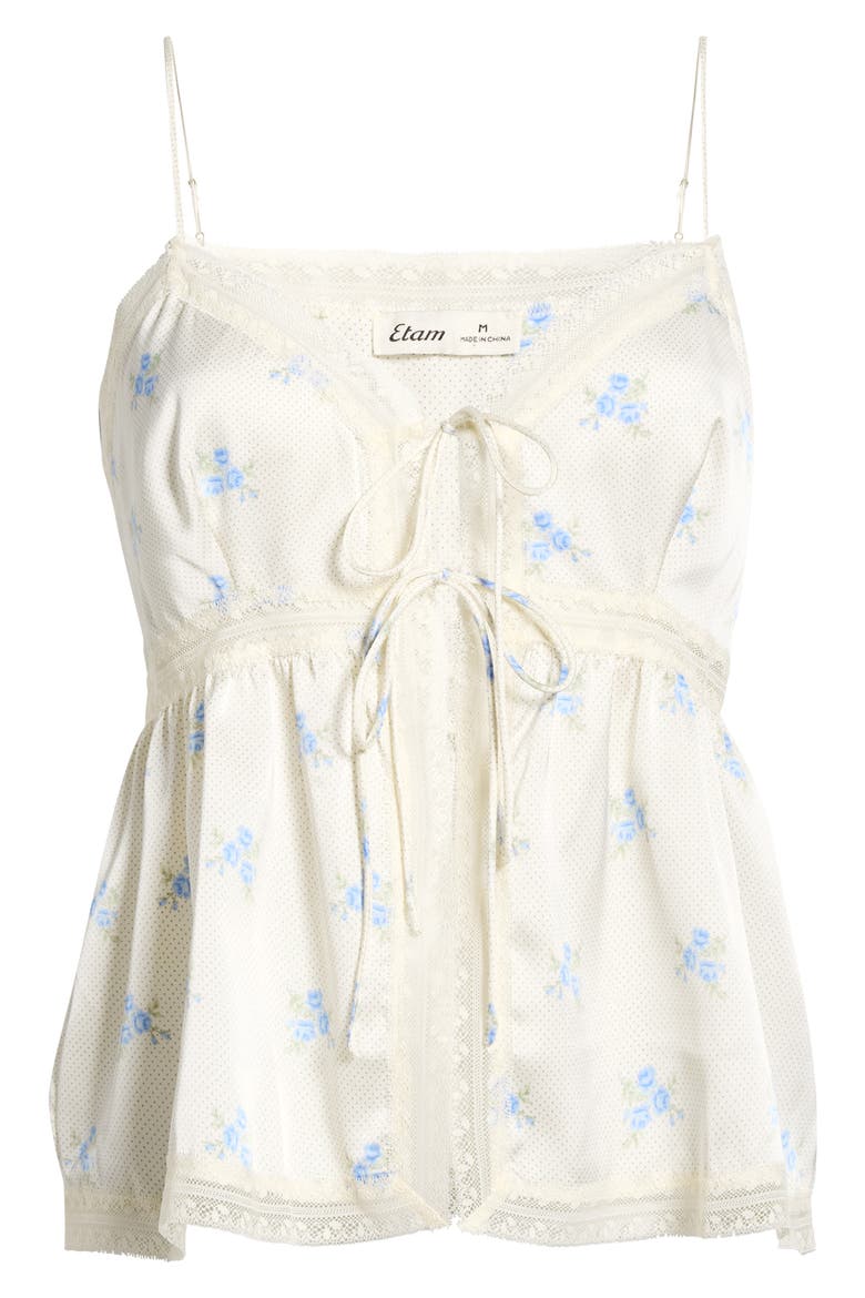 Noreen Tie Front Pajama Camisole, Alternate, color, PRINT ECRU BACKGR