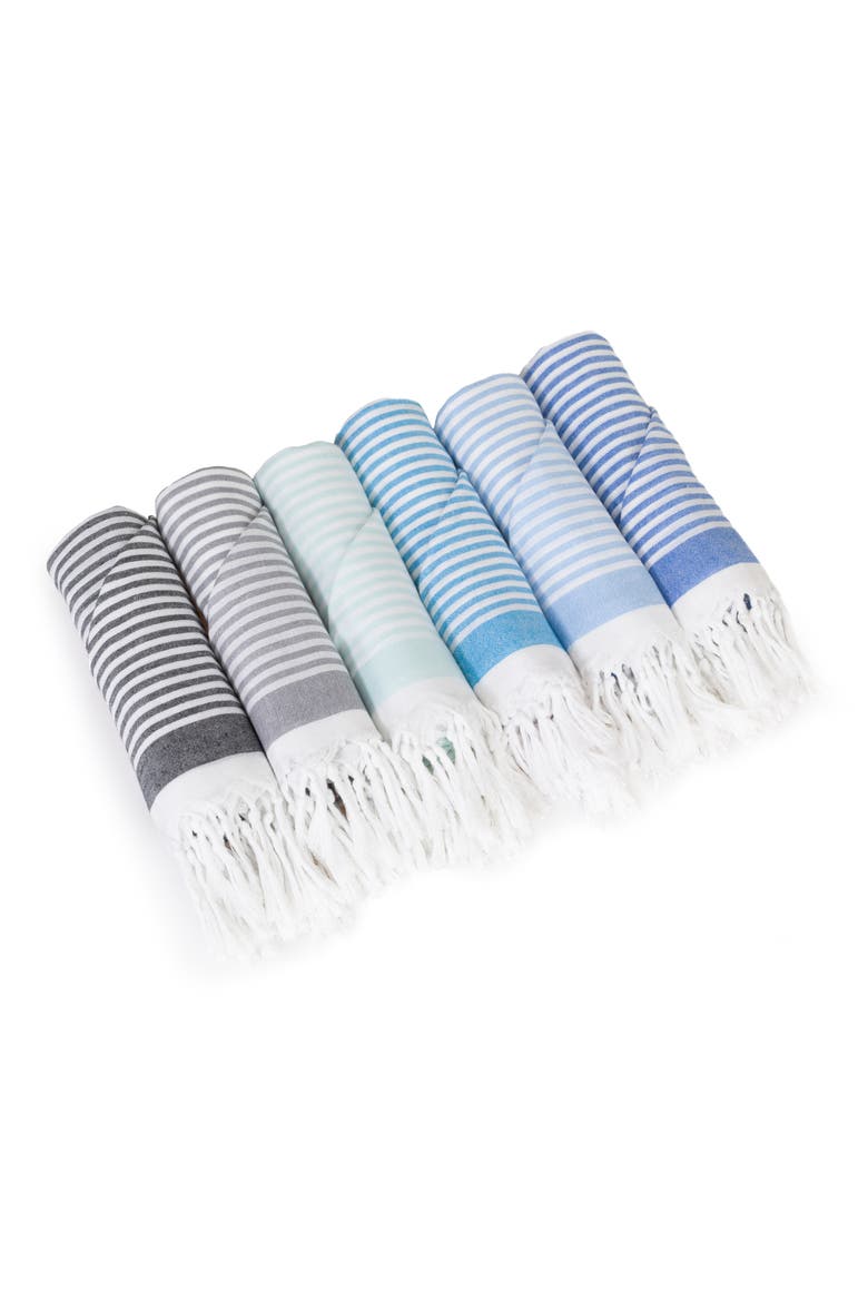 Soft Stripes Turkish Pestemal Towel, Alternate, color, BLACK