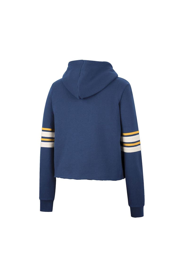 Women's Colosseum Navy West Virginia Mountaineers Retro Cropped Pullover Hoodie, Alternate, color, Navy