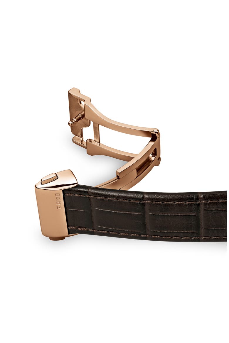 Coupole Classic Automatic Leather Strap Watch, 38mm, Alternate, color, GREY/ BROWN/ GUNMETAL