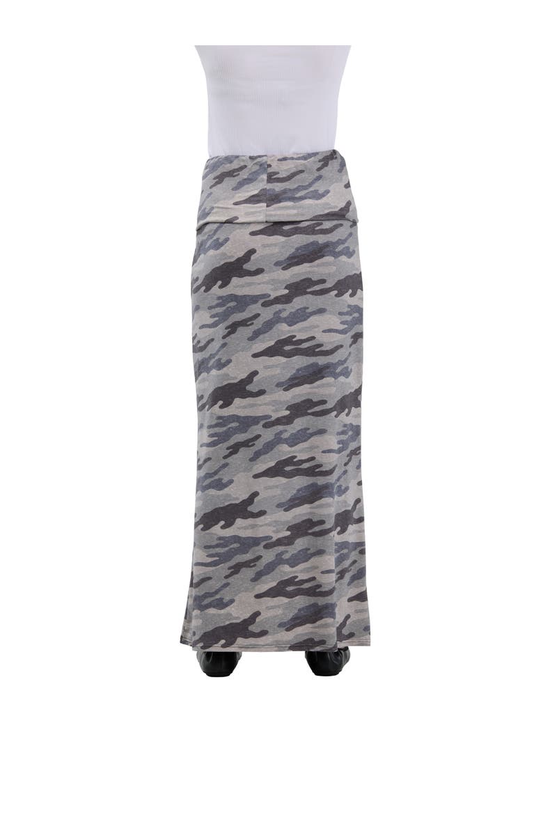 Essential Womens Soft Stretch Elastic Waist Maxi Skirt, Alternate, color, Grey Multi