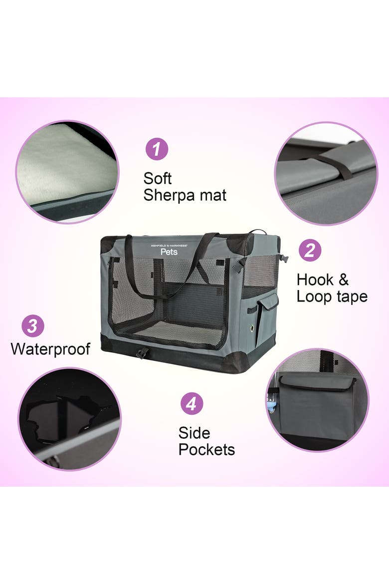 Collapsible Soft Dog Crate, 36 Inches, Alternate, color, Gray