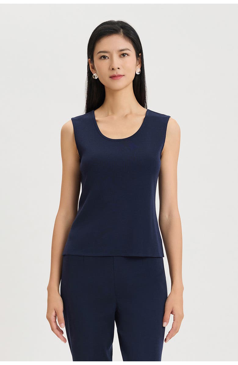 Ming Wang Scoop Neck Tank, Main, color, Indigo