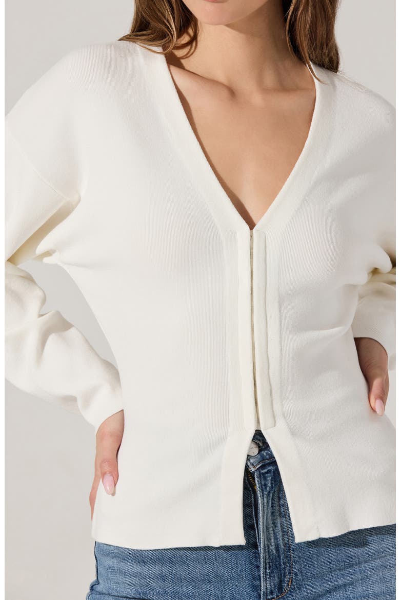 Hook Closure Cardigan, Alternate, color, WHITE