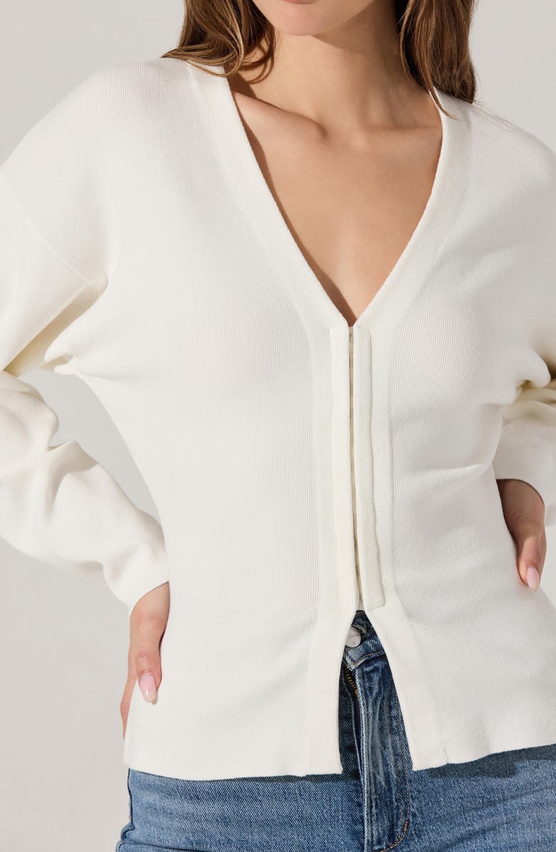 ASTR the Label Hook Closure Cardigan, Alternate, color, White