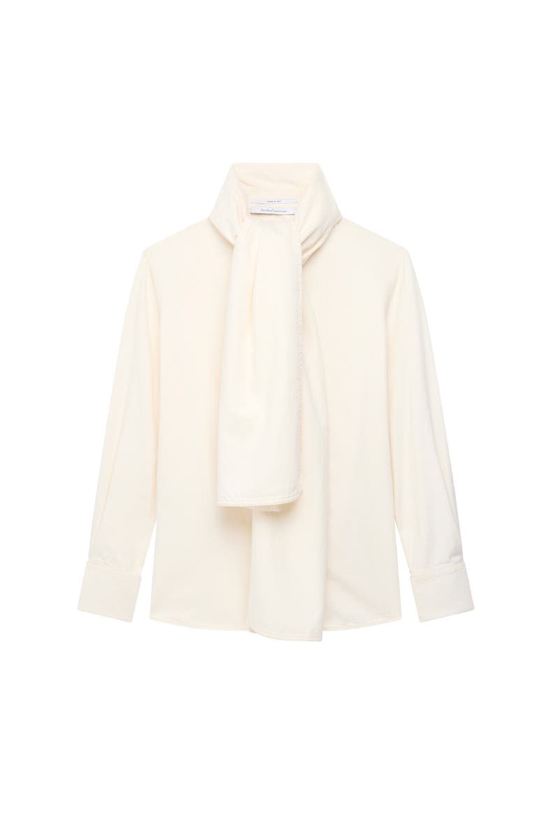 Chambray Bow Blouse, Alternate, color, Ecru