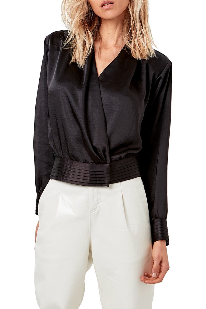 Crema Wrap Blouse, Main, color, BLACK