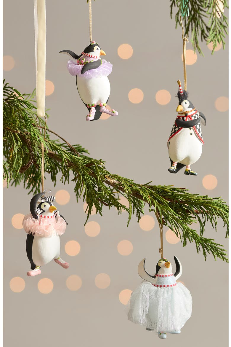 Patience Brewster Set of 4 Penguin Ornaments, Alternate, color, BLACK