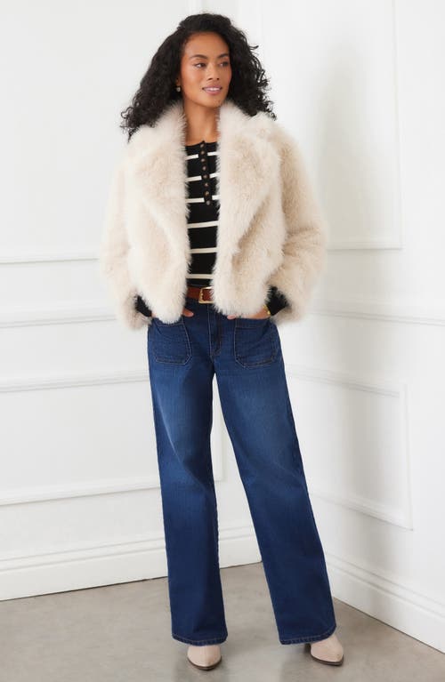 Karen Kane Faux Fur Crop Jacket In Neutral