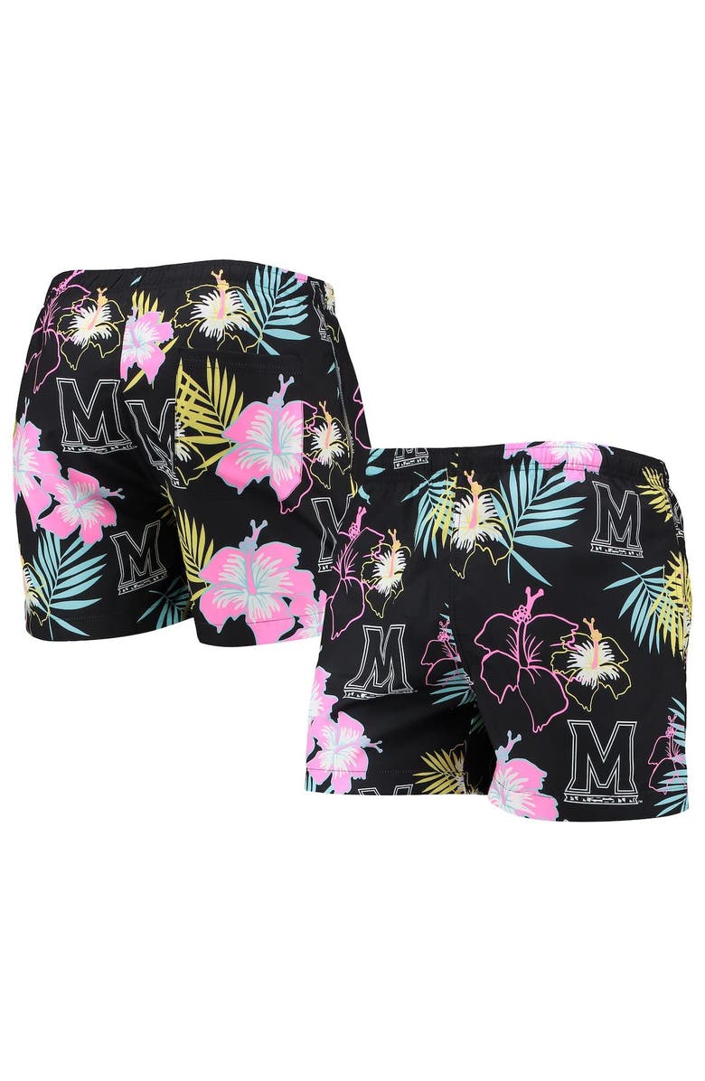 FOCO Men's FOCO Black Maryland Terrapins Neon Floral Swim Trunks, Main, color, Black