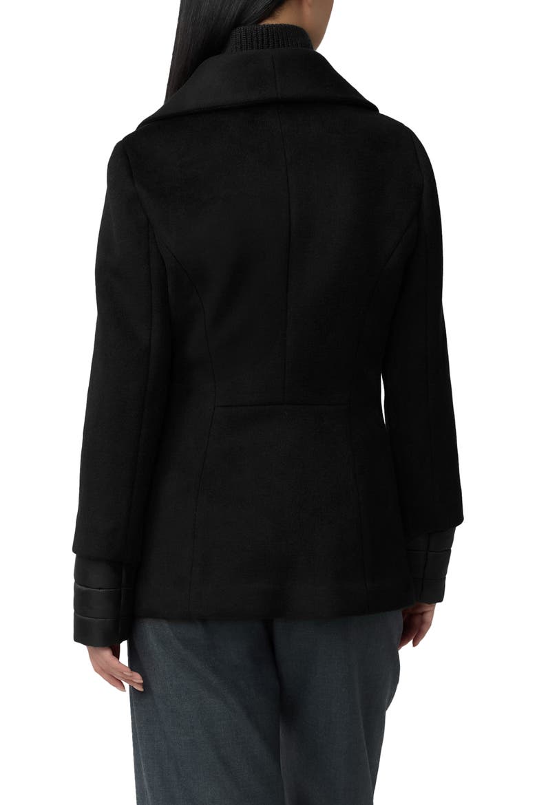 Freida Mixed Media Coat with Removable Puffer Bib, Alternate, color, BLACK