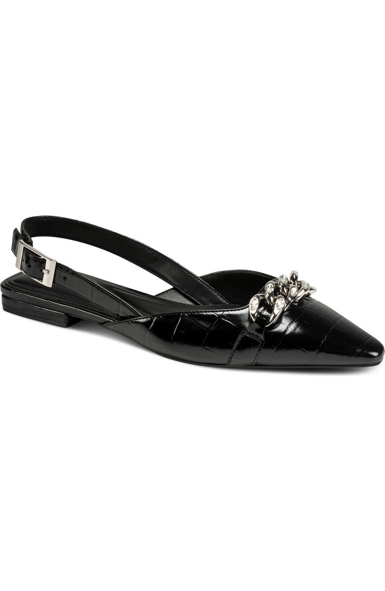 DKNY Cosetta Slingback Pointed Toe Flat, Main, color, Black