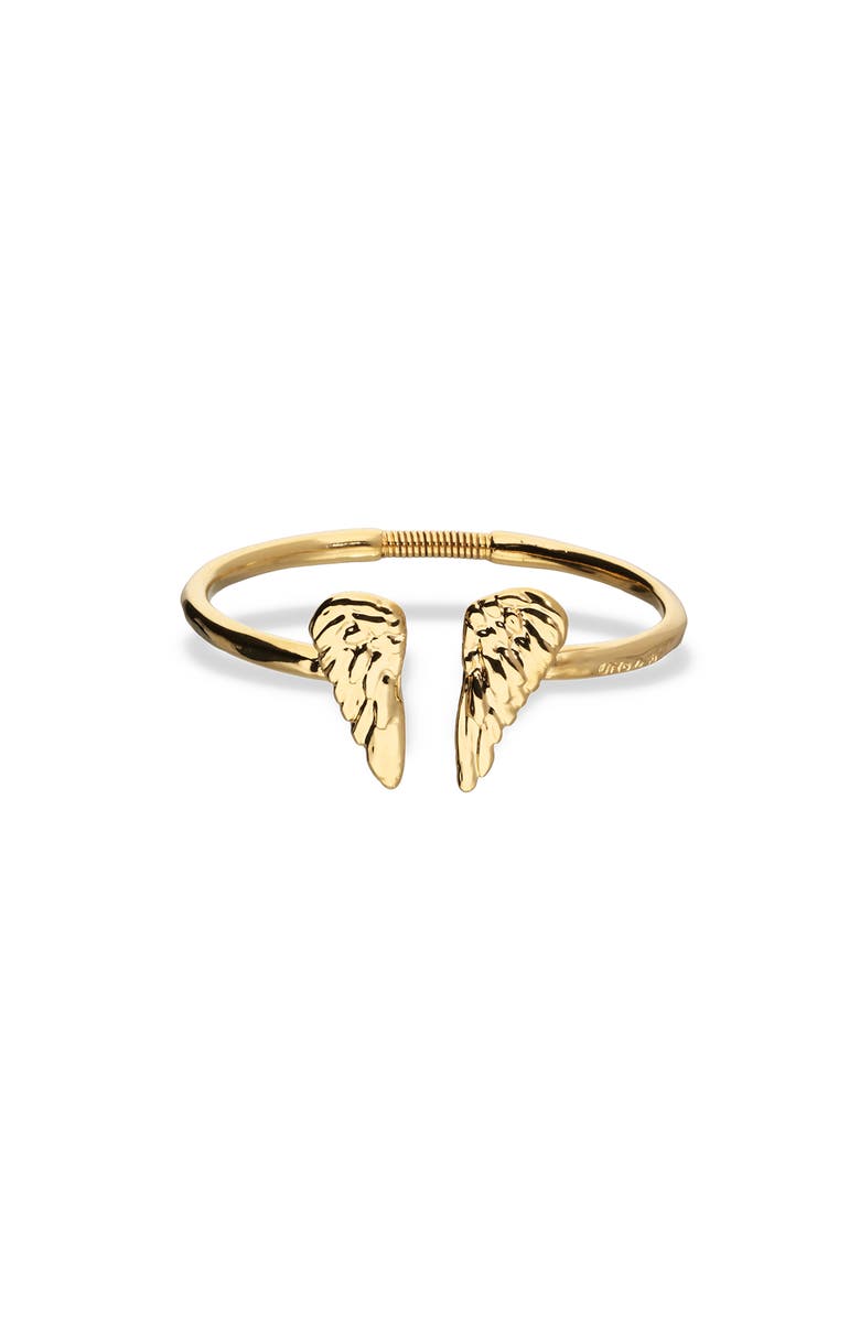 UNODE50 18K Gold-Plated Rigid Bracelet With Wing Detail At The Ends, Main, color, Metallic Gold