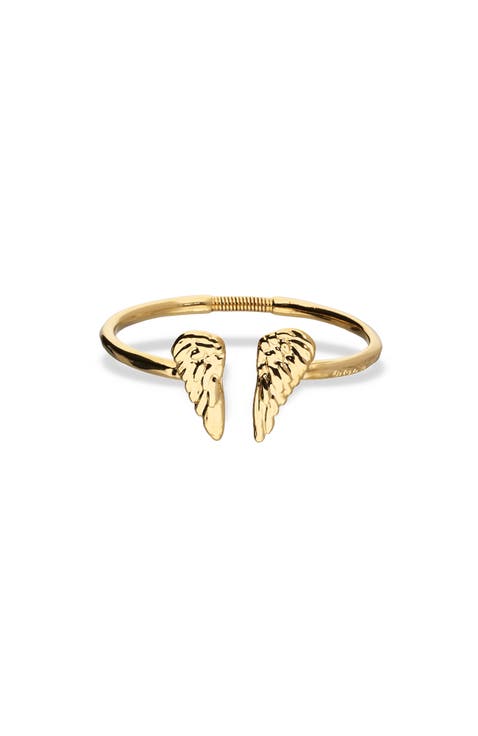 18K Gold-Plated Rigid Bracelet With Wing Detail At The Ends