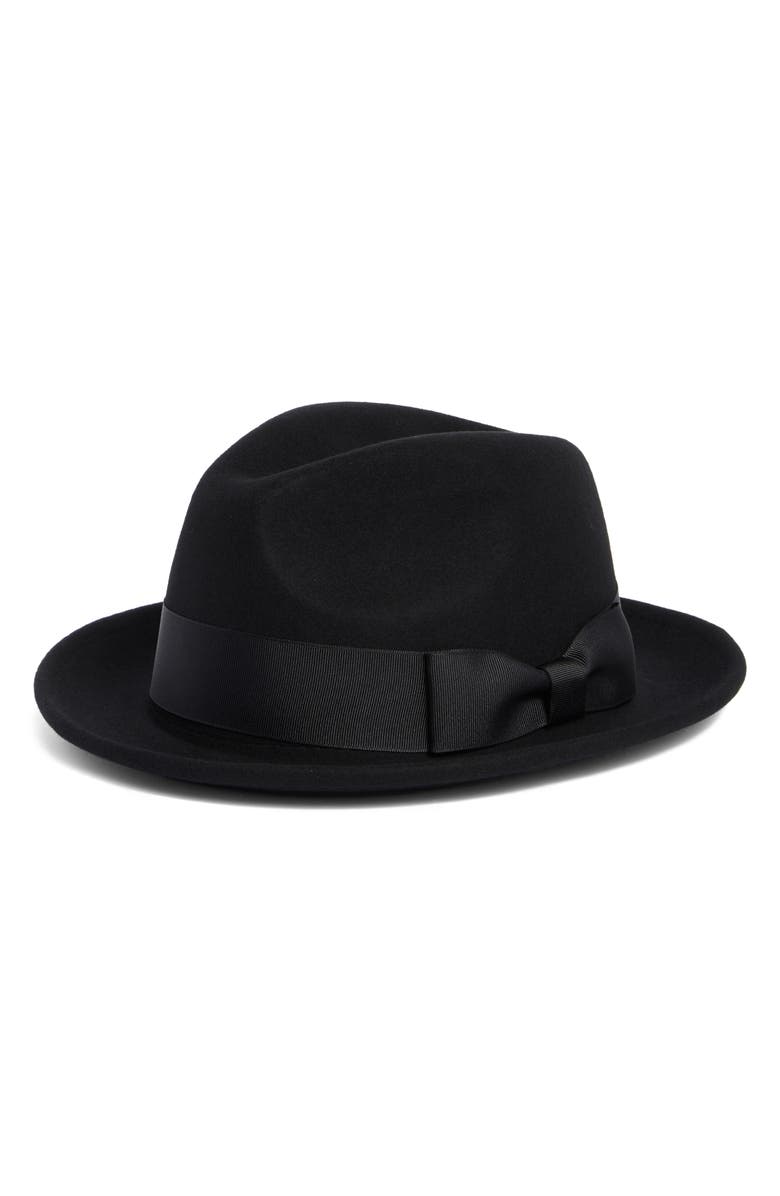 Hickey Freeman Wool Felt Fedora, Main, color, Black