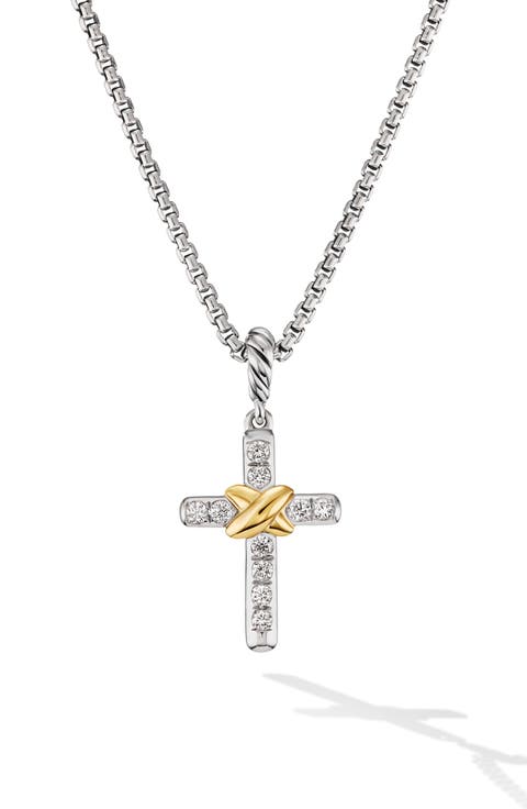 Petite Diamond Cross Charm Necklace