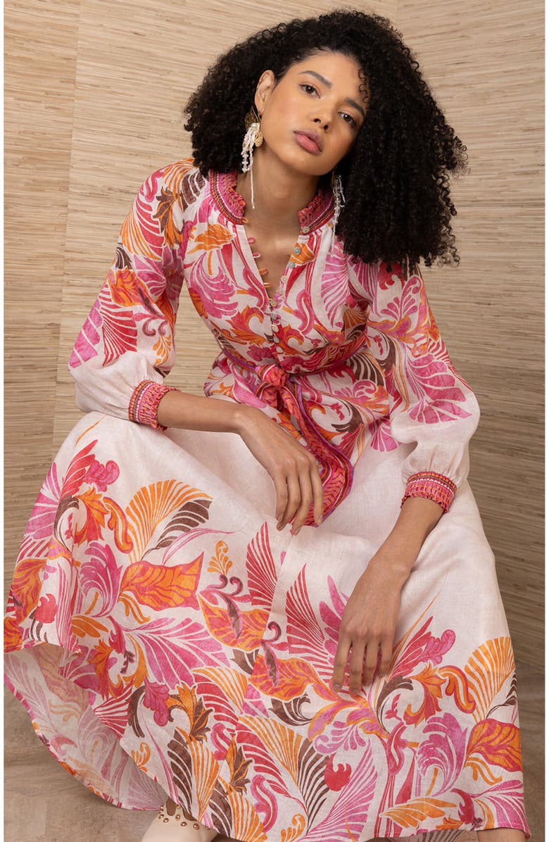 Hale Bob Belize Linen Maxi Dress, Alternate, color, Pink