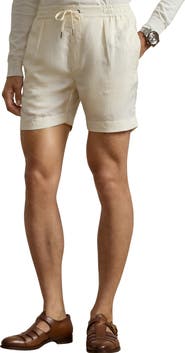 Ralph Lauren Purple Label Hand Tailored Drawstring Linen Shorts