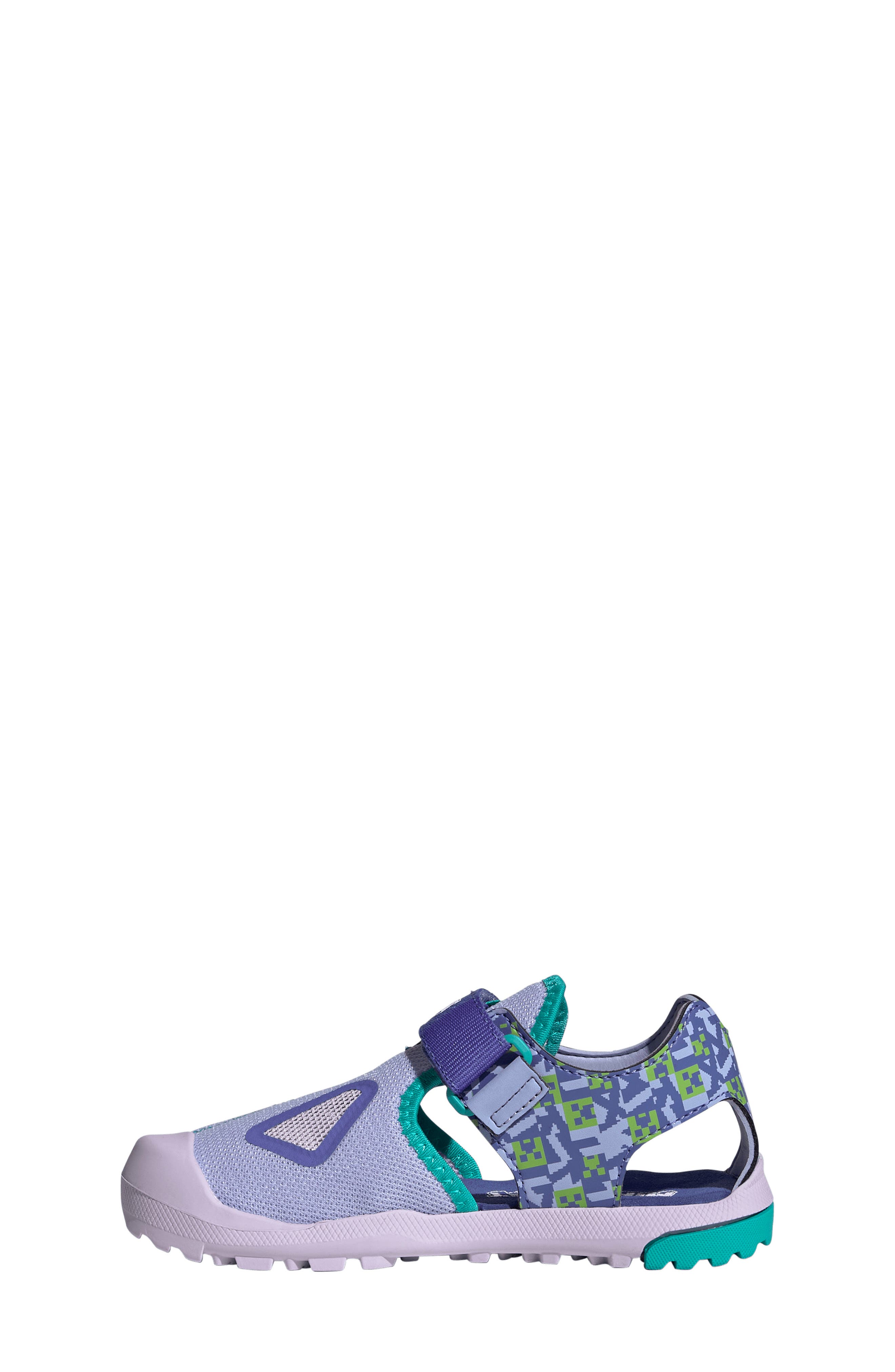 adidas x Minecraft Kids' Terrex Cap Toe Sandal, Alternate, color, Violet/ Cobalt/ Mint