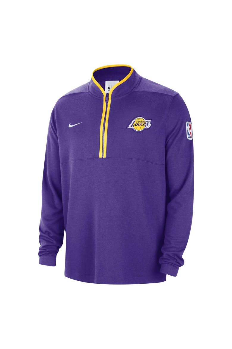 Men's Nike Purple Los Angeles Lakers Authentic Performance Half-Zip Jacket, Alternate, color, Purple