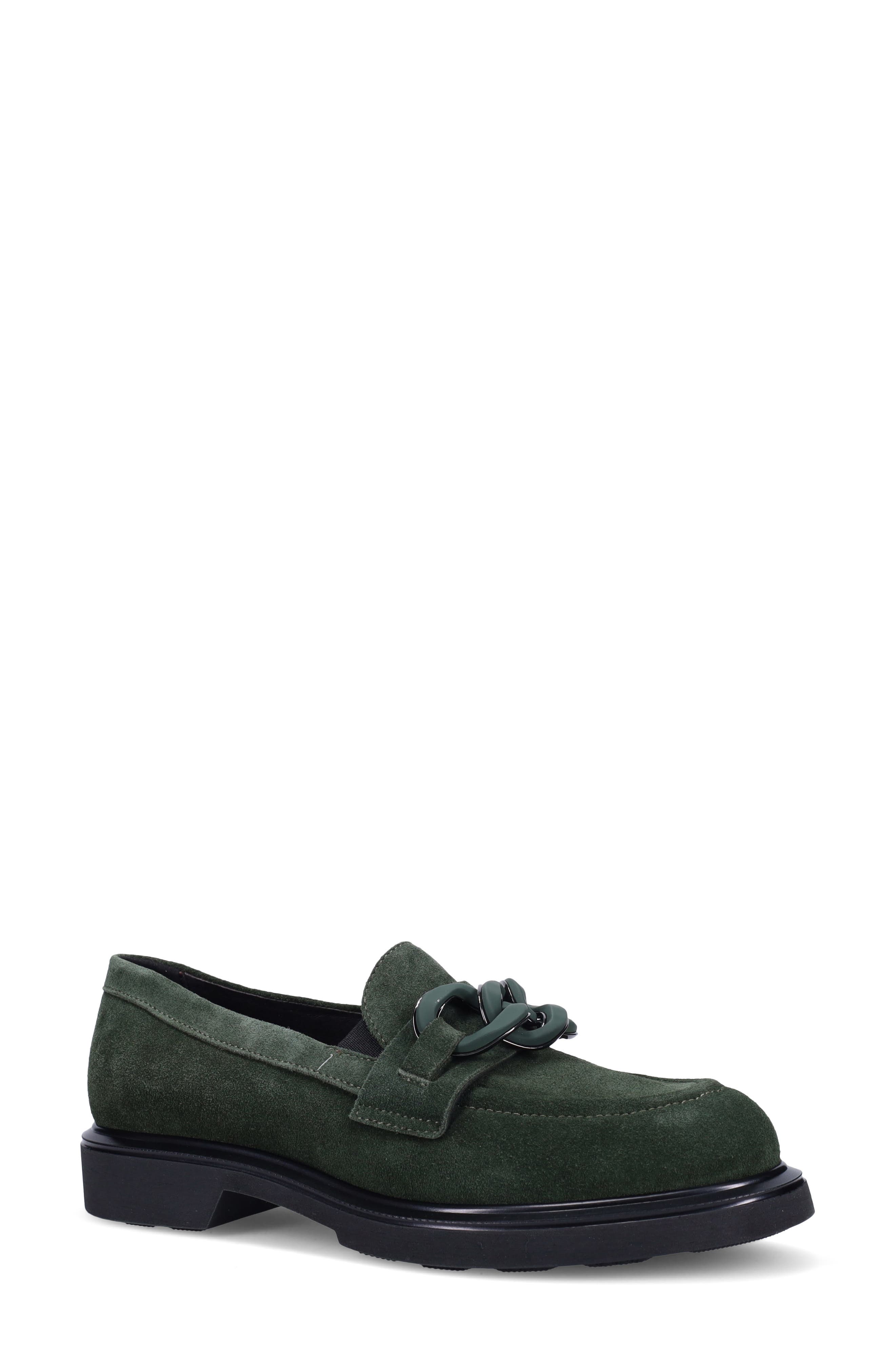 Allison Water Resistant Chain Loafer, Main, color, HUNTER GREEN