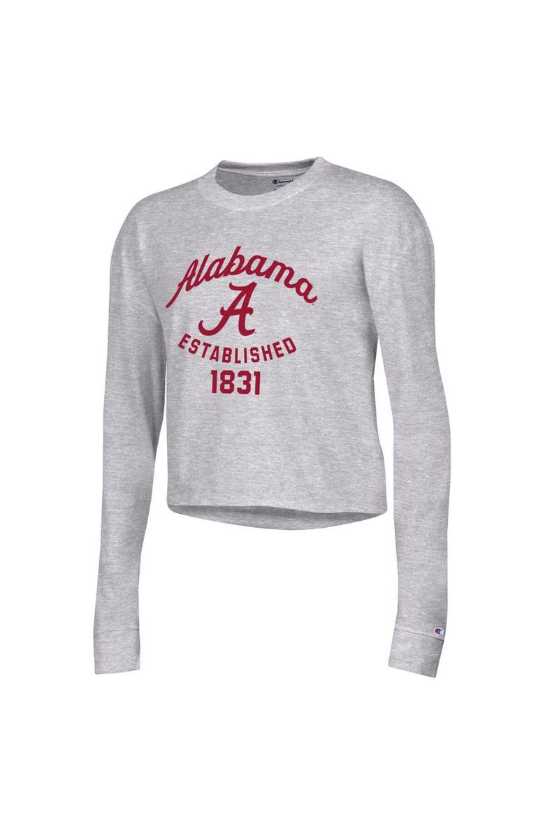 Champion Women's Champion Gray Alabama Crimson Tide Boyfriend Cropped Long Sleeve T-Shirt, Alternate, color, 