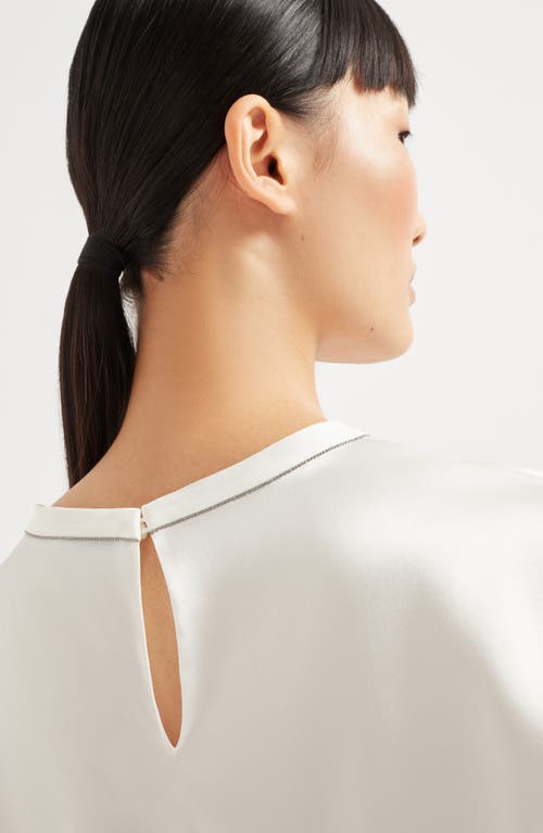 Brunello Cucinelli Silk Satin Top In White