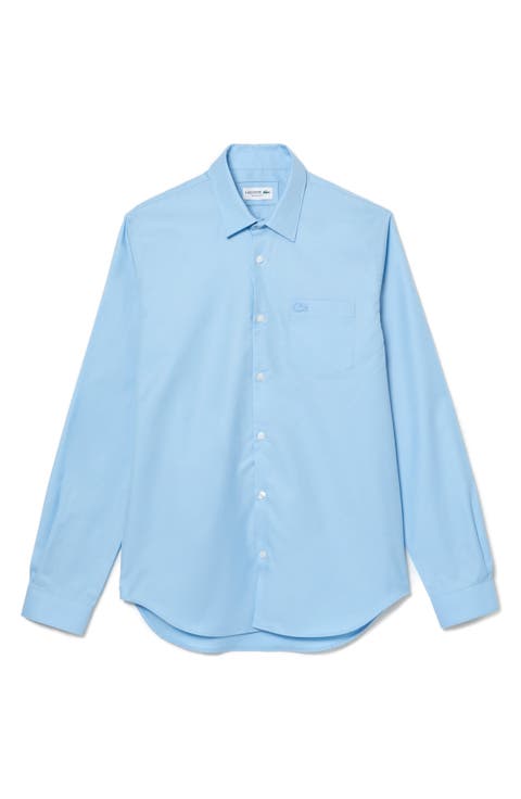Regular Fit Solid Poplin Button-Up Shirt