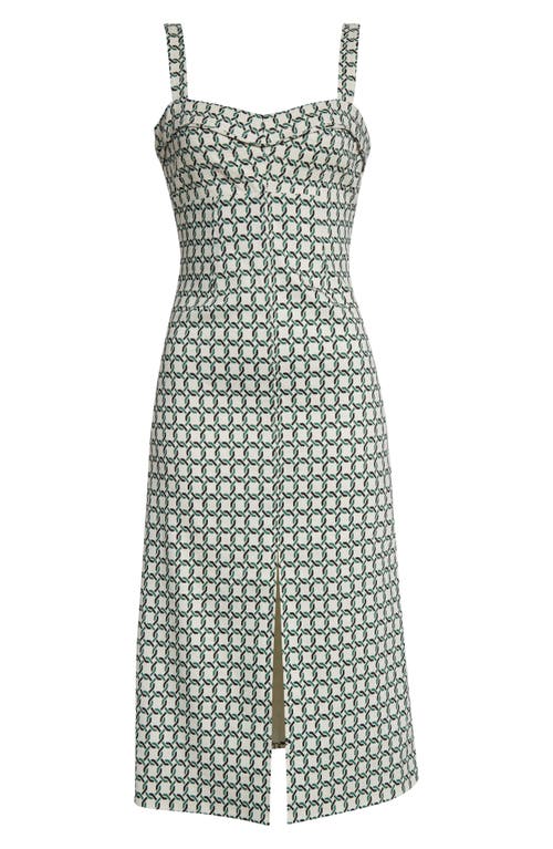 Veronica Beard Colleen Chain Print Cotton Blend Dress In Green