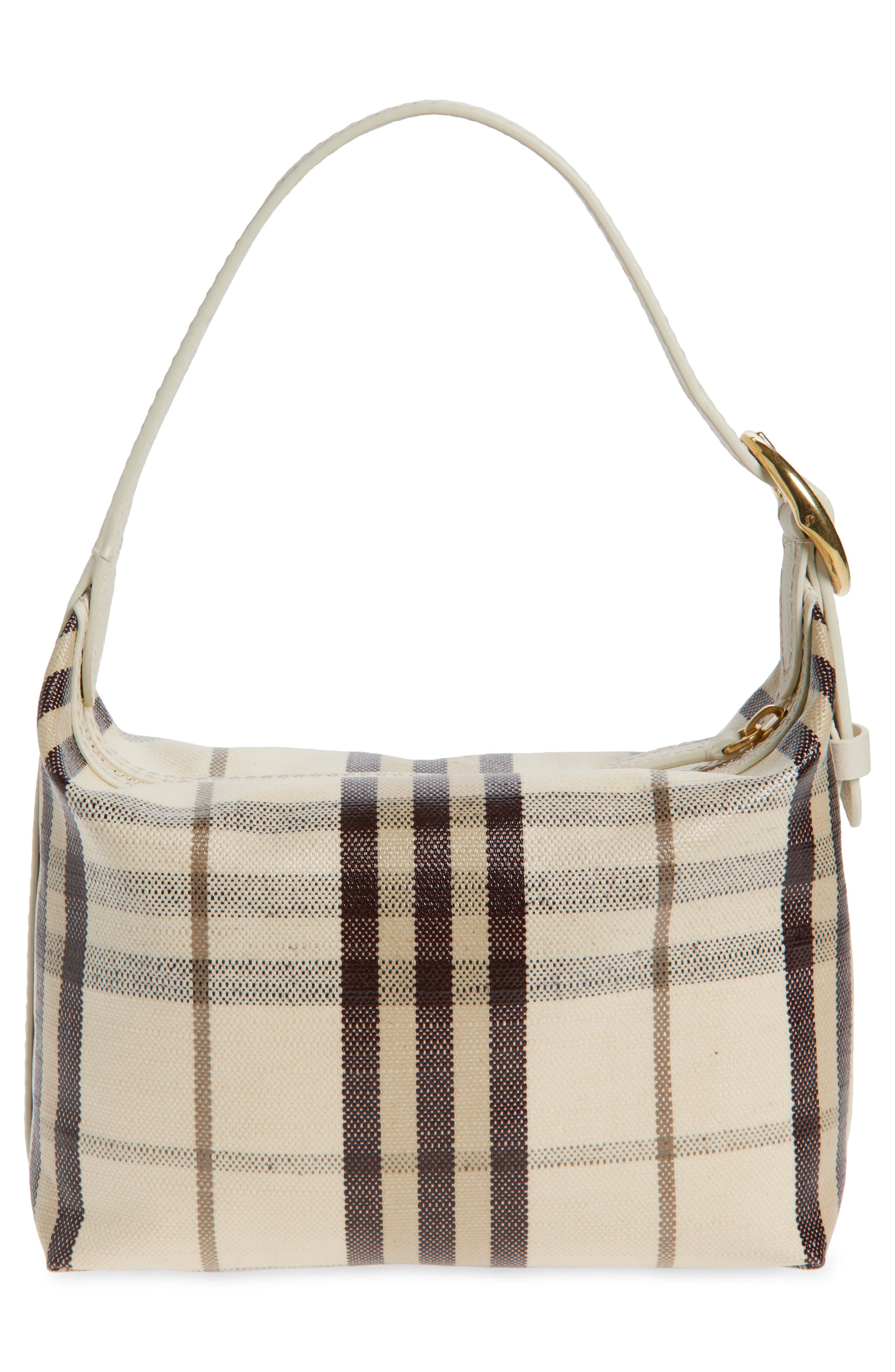Burberry Highlands Check Coated Canvas Top Handle Bag, Alternate, color, Light Beige