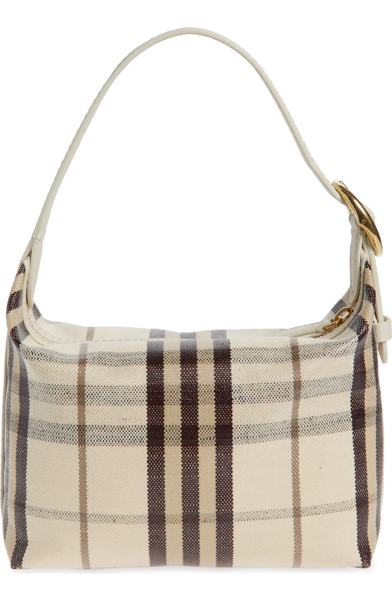 Burberry Highlands Check Coated Canvas Top Handle Bag, Alternate, color, Light Beige